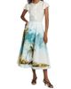 Oscar de la Renta Women's Beach Print Cotton Poplin Circle Midi-Skirt - 2
