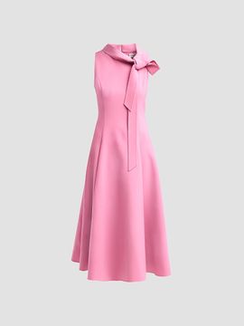 Oscar de la Renta Women's Bow Stretch-Wool Sleeveless Day Dress