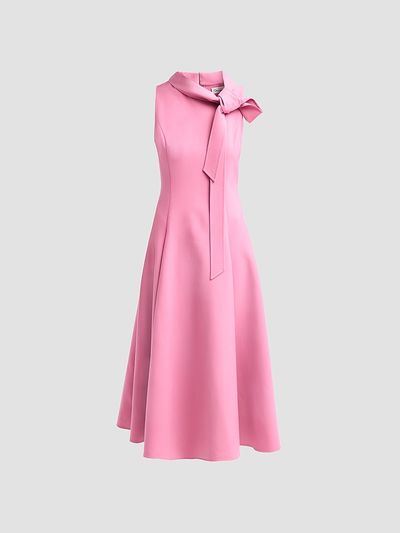 Oscar de la Renta Women's Bow Stretch-Wool Sleeveless Day Dress