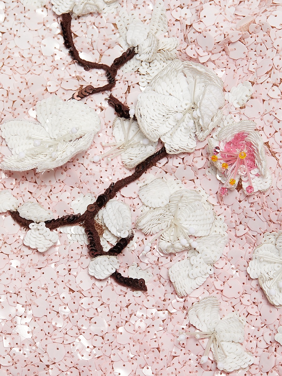oscar de la renta cherry blossom sequin mini dress OSCAR DE LA RENTA Gold Foil Cherry blossom mini dress