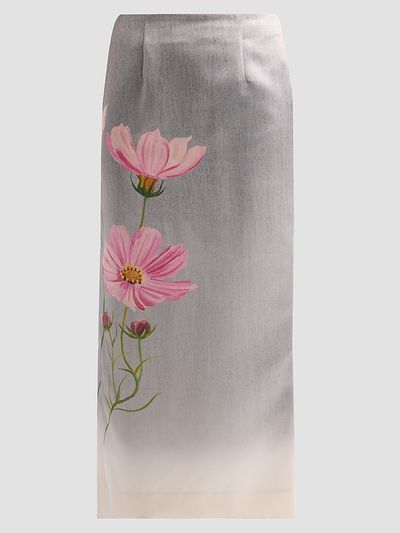 Oscar de la Renta Women's Cosmos Floral Satin Pencil Skirt