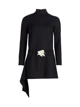 Oscar de la Renta Women's Crystal-Embellished Flower Belt Minidress
