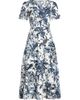 Oscar de la Renta Women's Dotted Palm Tree Cotton Poplin Midi-Dress - 8