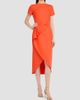Oscar de la Renta Women's Draped-Waist Wool-Blend Short-Sleeve Day Dress - 4