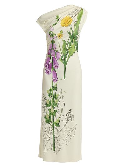Oscar de la Renta Women's Draped Foxglove Jersey One-Shoulder Gown