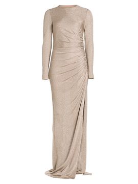 Oscar de la Renta Women's Draped Metallic Jersey Gown