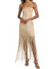 Oscar de la Renta Women's Embellished Palm Raffia Fringe Strapless Gown - 2