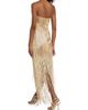 Oscar de la Renta Women's Embellished Palm Raffia Fringe Strapless Gown - 5