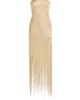 Oscar de la Renta Women's Embellished Palm Raffia Fringe Strapless Gown - 8