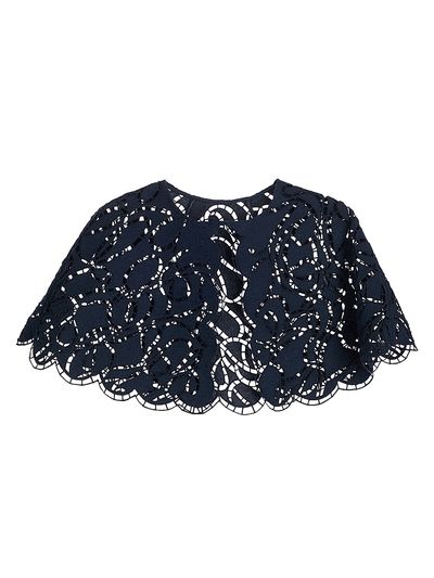 Oscar de la Renta Women's Embroidered Openwork Tweed Cape