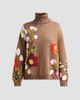 Oscar de la Renta Women's Floral-Embroidered Intarsia-Knit Wool Sweater - 1