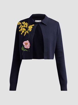Oscar de la Renta Women's Floral Embroidered Knit Jacket