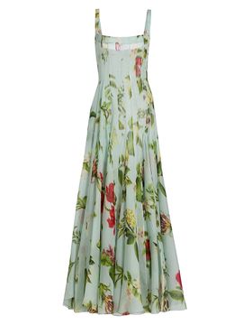Oscar de la Renta Women's Floral Silk Gazar A-Line Gown