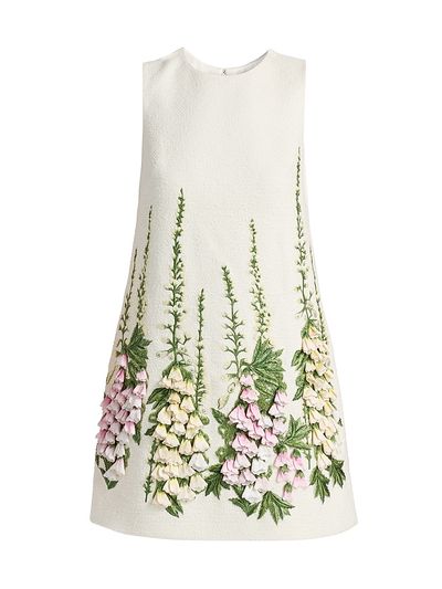 Oscar de la Renta Women's Foxglove Embroidered Tweed Shift Minidress
