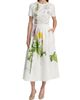 Oscar de la Renta Women's Foxgloves & Dandelion Stretch-Cotton Poplin Midi-Dress - 3
