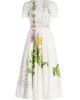 Oscar de la Renta Women's Foxgloves & Dandelion Stretch-Cotton Poplin Midi-Dress - 8