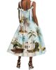 Oscar de la Renta Women's Landscape-Print Cotton Poplin Midi-Dress - 5