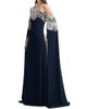 Oscar de la Renta Women's Metallic Lace Illusion Cape Gown - 2