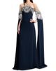 Oscar de la Renta Women's Metallic Lace Illusion Cape Gown - 4
