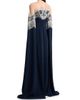 Oscar de la Renta Women's Metallic Lace Illusion Cape Gown - 5