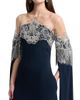 Oscar de la Renta Women's Metallic Lace Illusion Cape Gown - 6