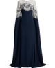 Oscar de la Renta Women's Metallic Lace Illusion Cape Gown - 8