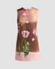 Oscar de la Renta Women's Mixed Botanical Border Satin Sleeveless Mini Dress - 1