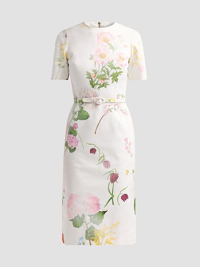 Oscar de la Renta Women's Mixed Botanical Denim Dress