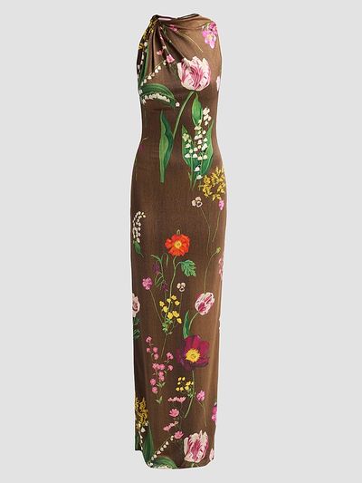 Oscar de la Renta Women's Mixed Botanical Jersey Day Dress