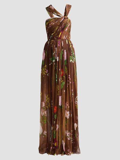 Oscar de la Renta Women's Mixed Botanical Silk Chiffon Gown