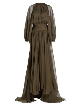 Oscar de la Renta Women's Open-Sleeve Silk Chiffon Capelet & Gown