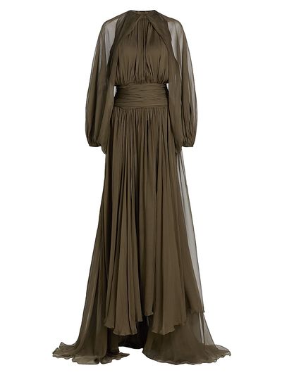 Oscar de la Renta Women's Open-Sleeve Silk Chiffon Capelet & Gown