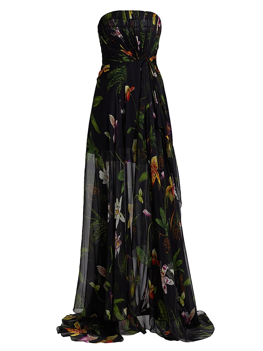 oscar de la renta orchid silk twill midi dress Oscar de la Renta Dresses
