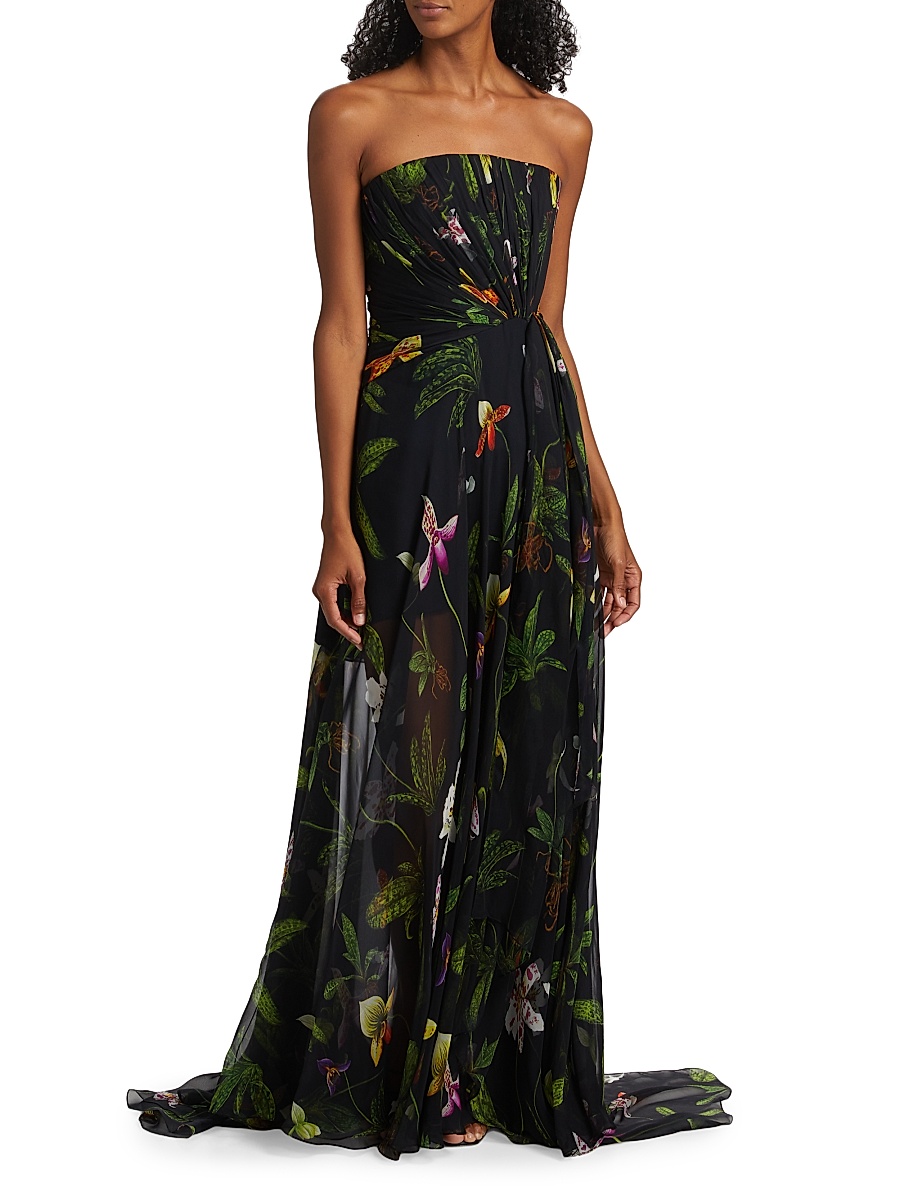 oscar de la renta orchid silk twill midi dress Oscar de la Renta