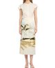 Oscar de la Renta Women's Palm Tree-Print Satin Pencil Midi-Skirt - 2