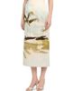 Oscar de la Renta Women's Palm Tree-Print Satin Pencil Midi-Skirt - 4