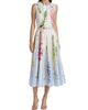 Oscar de la Renta Women's Pleated Foxgloves-Print Cotton Poplin Midi-Dress - 3