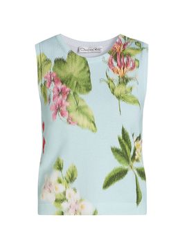 Oscar de la Renta Women's Printed Chiné Flower Knit Tank