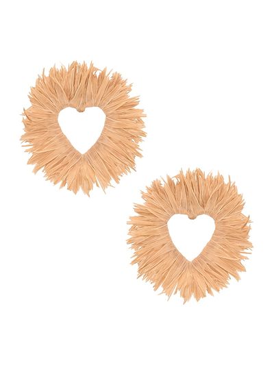 Oscar de la Renta Women's Raffia Heart Stud Earrings