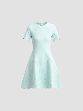 Oscar de la Renta Women's Tonal Hibiscus Circle Artwork Knit Dress