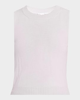 Oscar de la Renta Wool Knit Cropped Twinset Tank Top