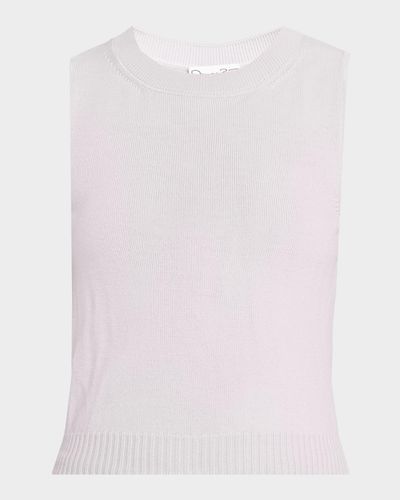 Oscar de la Renta Wool Knit Cropped Twinset Tank Top