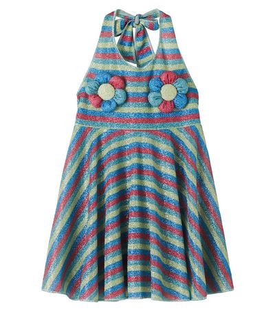 Oseree Kids Oséree Kids Lumière floral-appliqué striped dress