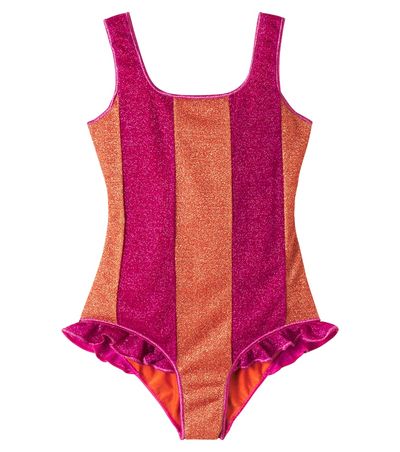 Oseree Kids Oséree Kids Lumière ruffled striped swimsuit