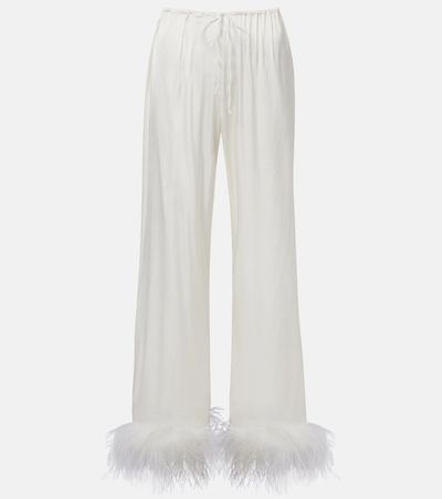 Oseree OsÃ©ree Bridal feather-trimmed satin wide-leg pants