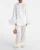 Oseree OsÃ©ree Bridal feather-trimmed satin wide-leg pants - 2