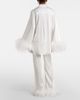 Oseree OsÃ©ree Bridal feather-trimmed satin wide-leg pants - 6