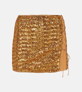 Oseree OsÃ©ree Feather-trimmed sequined miniskirt