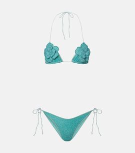 Oseree OsÃ©ree LumiÃ¨re floral-appliquÃ© lamÃ© bikini