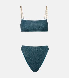 Oseree Oséree Lumière O Chain lamé bikini